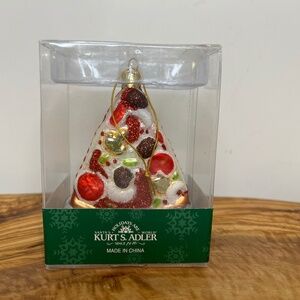 Kurt S. Adler Glass Pizza Slice Christmas Tree Ornament w Sparkles New In Box